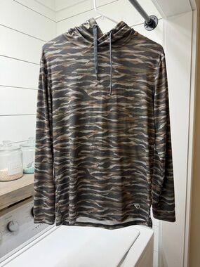 BURLEBO Men's Camouflage Pullover Hoodie in Green and Brown